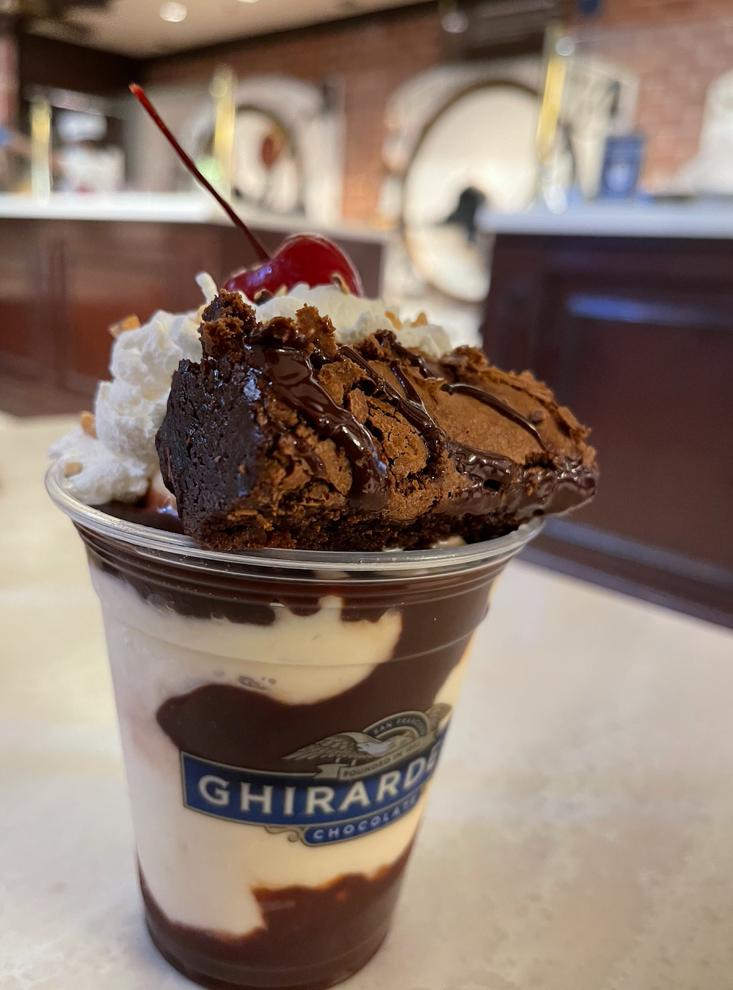 Ghirardelli Ice Cream and Chocolate Shop's Warm Chocolate Brownie Sundae